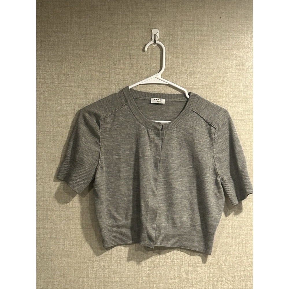 Akris Punto crop top, designer net, soft wool blend, minimalist, luxury. $55. S